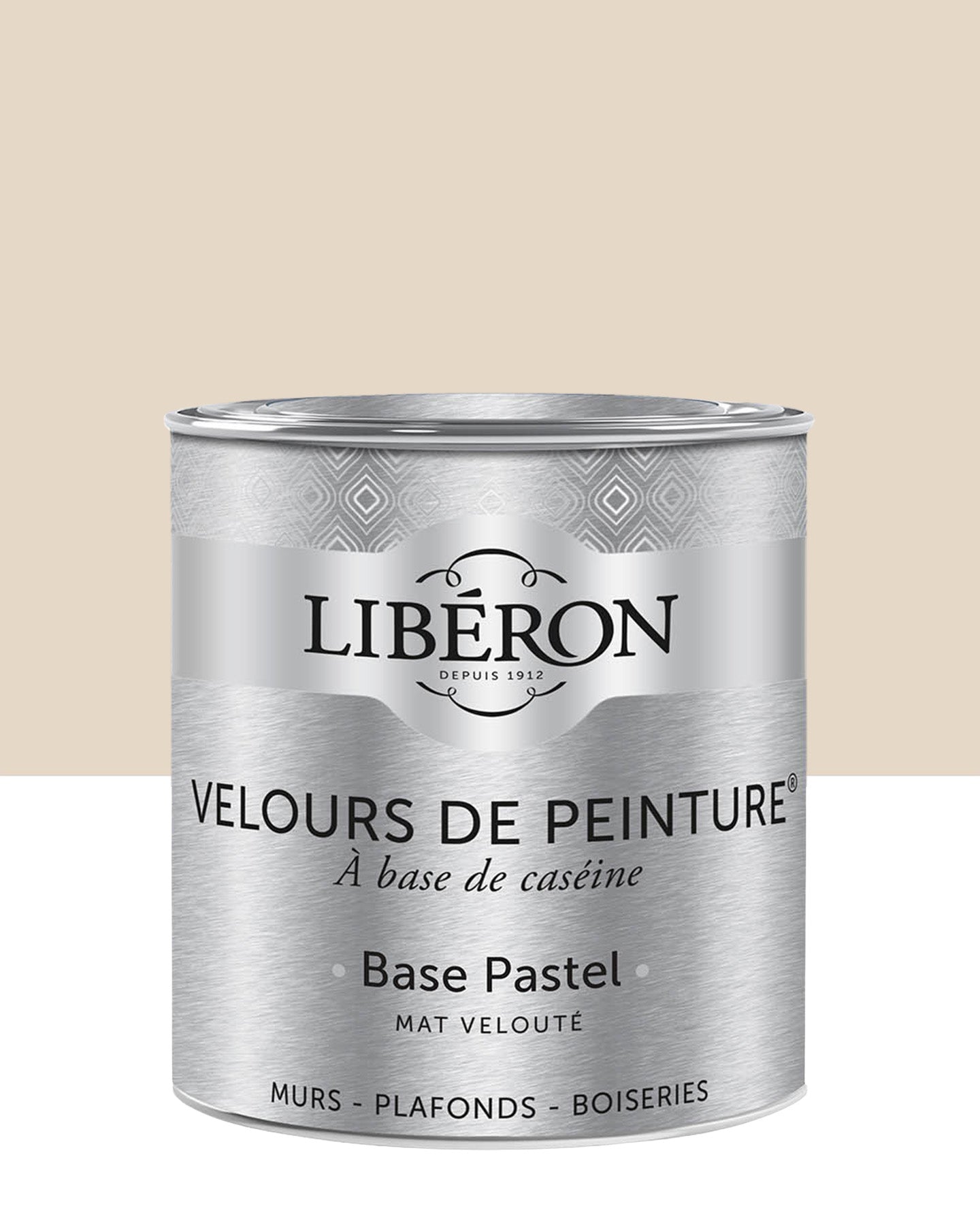 Pot de peinture murs Libéron Velours de Peinture, teinte Vélin, finition mate veloutée.