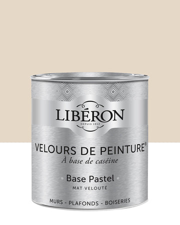 Pot de peinture murs Libéron Velours de Peinture, teinte Vélin, finition mate veloutée.