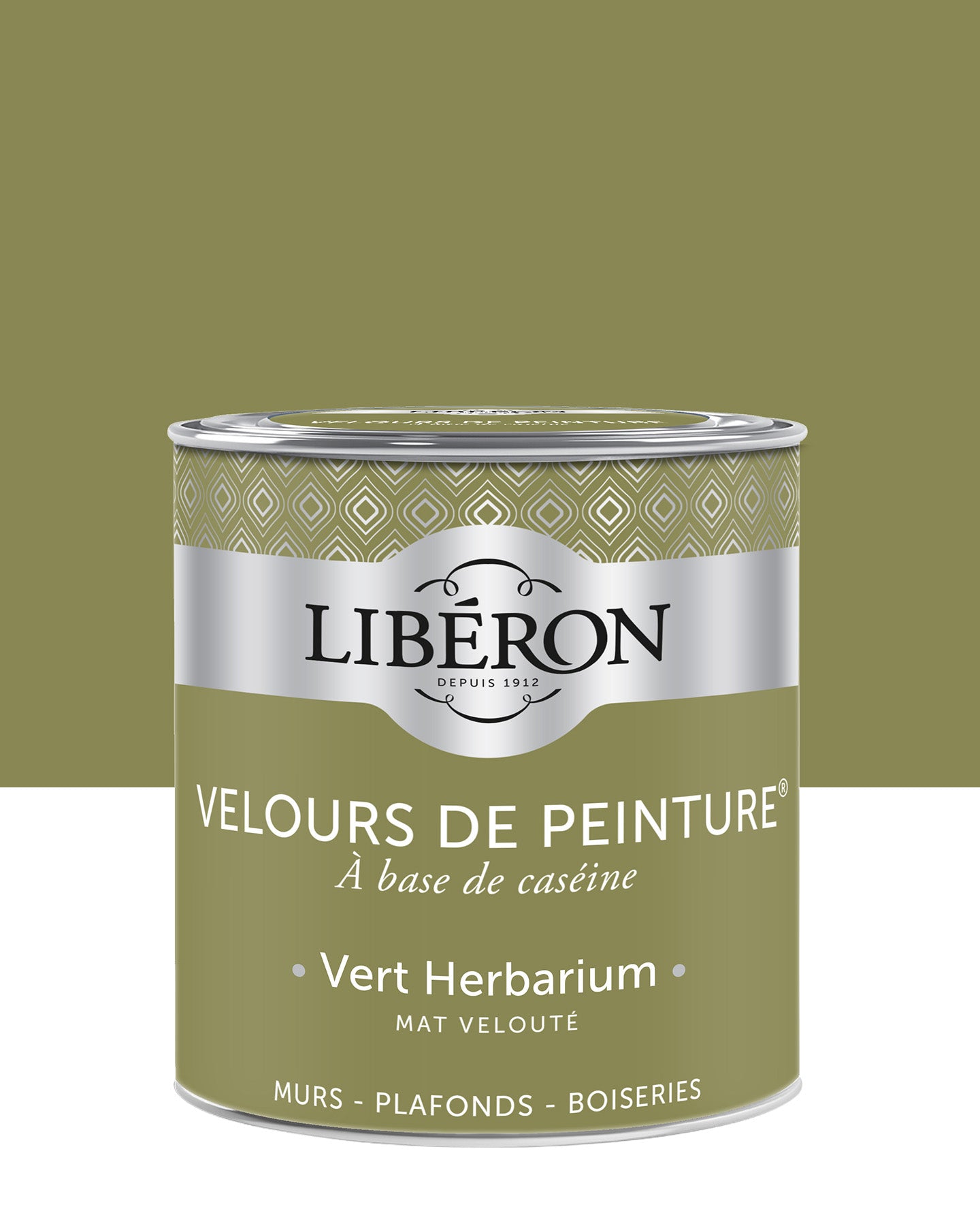 Pot de peinture murs Libéron Velours de Peinture, teinte Vert Herbarium, finition mate veloutée.