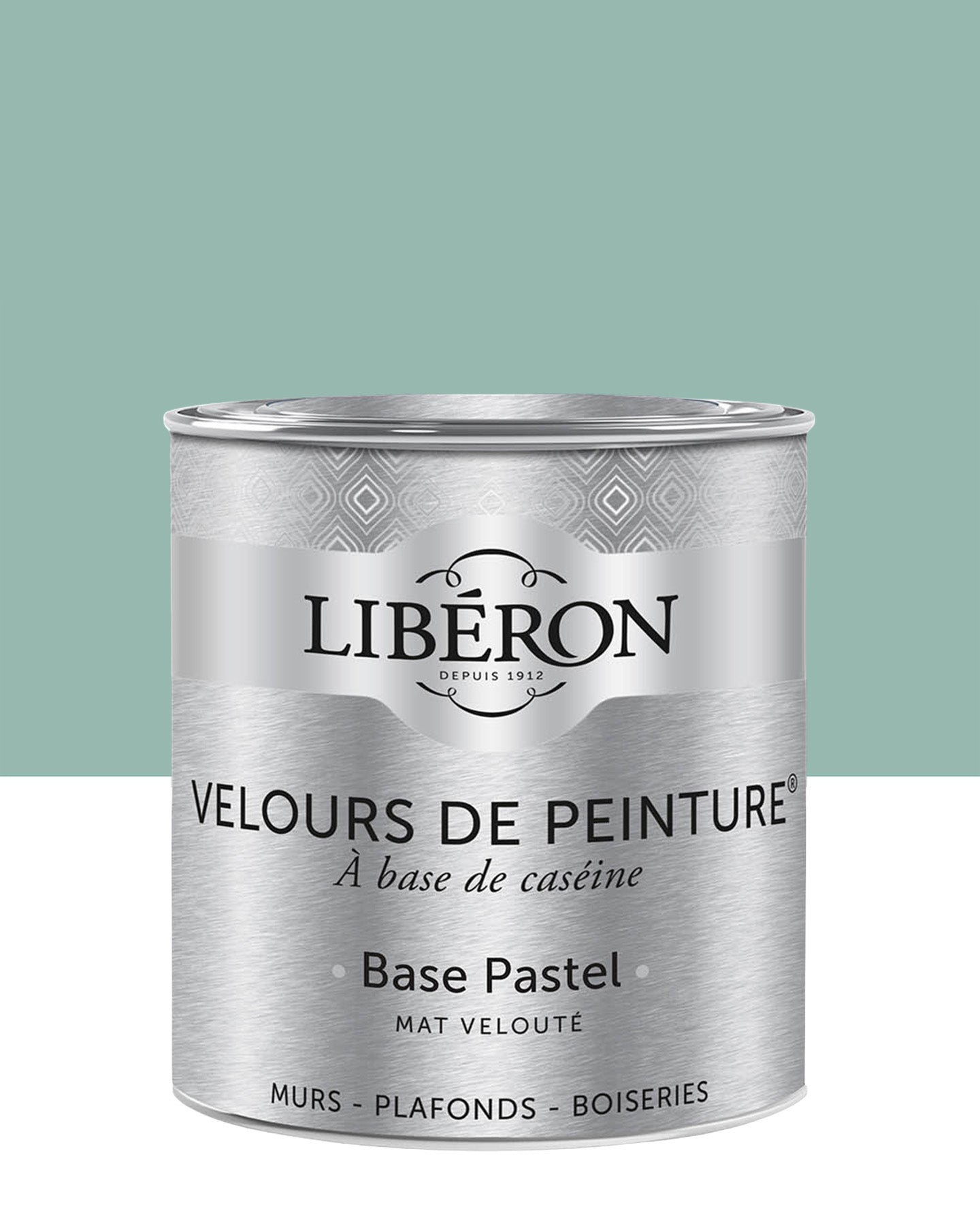 Pot de peinture murs Libéron Velours de Peinture, teinte Vert Oxydé, finition mate veloutée.