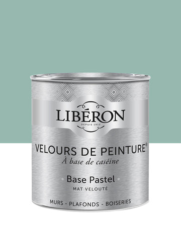 Pot de peinture murs Libéron Velours de Peinture, teinte Vert Oxydé, finition mate veloutée.