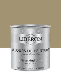 Pot de peinture murs Libéron Velours de Peinture, teinte Vert Picholine, finition mate veloutée.
