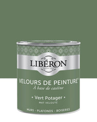 Pot de peinture murs Libéron Velours de Peinture, teinte Vert Potager, finition mate veloutée.