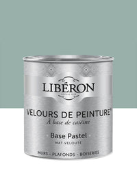 Pot de peinture murs Libéron Velours de Peinture, teinte Vert Rocaille, finition mate veloutée.