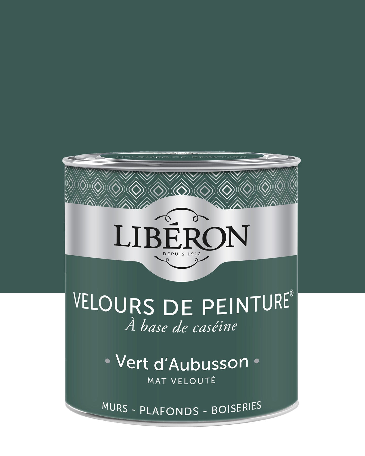 Pot de peinture murs Libéron Velours de Peinture, teinte Vert d'Aubusson, finition mate veloutée.
