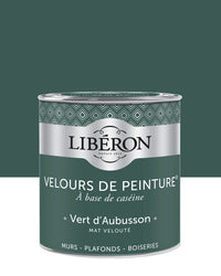 Pot de peinture murs Libéron Velours de Peinture, teinte Vert d'Aubusson, finition mate veloutée.