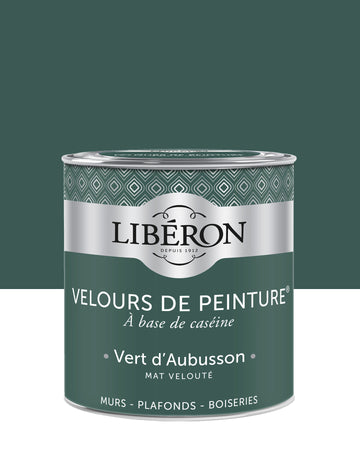 Pot de peinture murs Libéron Velours de Peinture, teinte Vert d'Aubusson, finition mate veloutée.