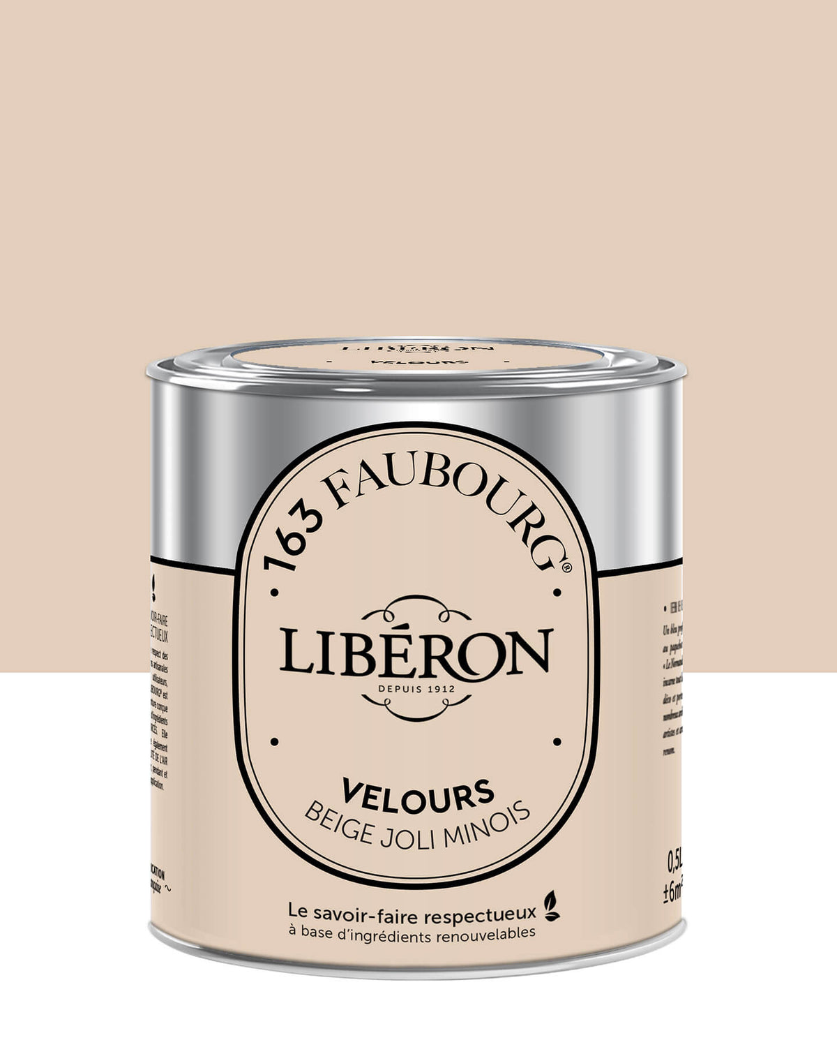 Pot de peinture murs Libéron 163 Faubourg, teinte Beige Joli Minois, finition velours.