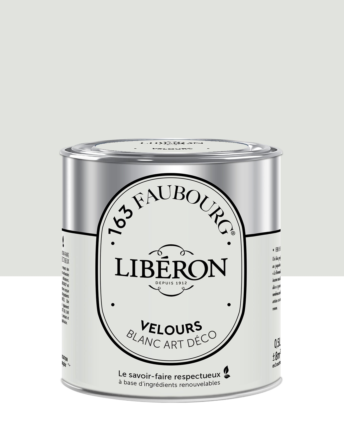 Pot de peinture murs Libéron 163 Faubourg, teinte Blanc Art Déco, finition velours.
