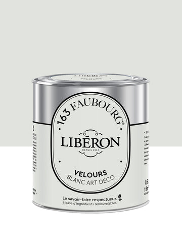 Pot de peinture murs Libéron 163 Faubourg, teinte Blanc Art Déco, finition velours.