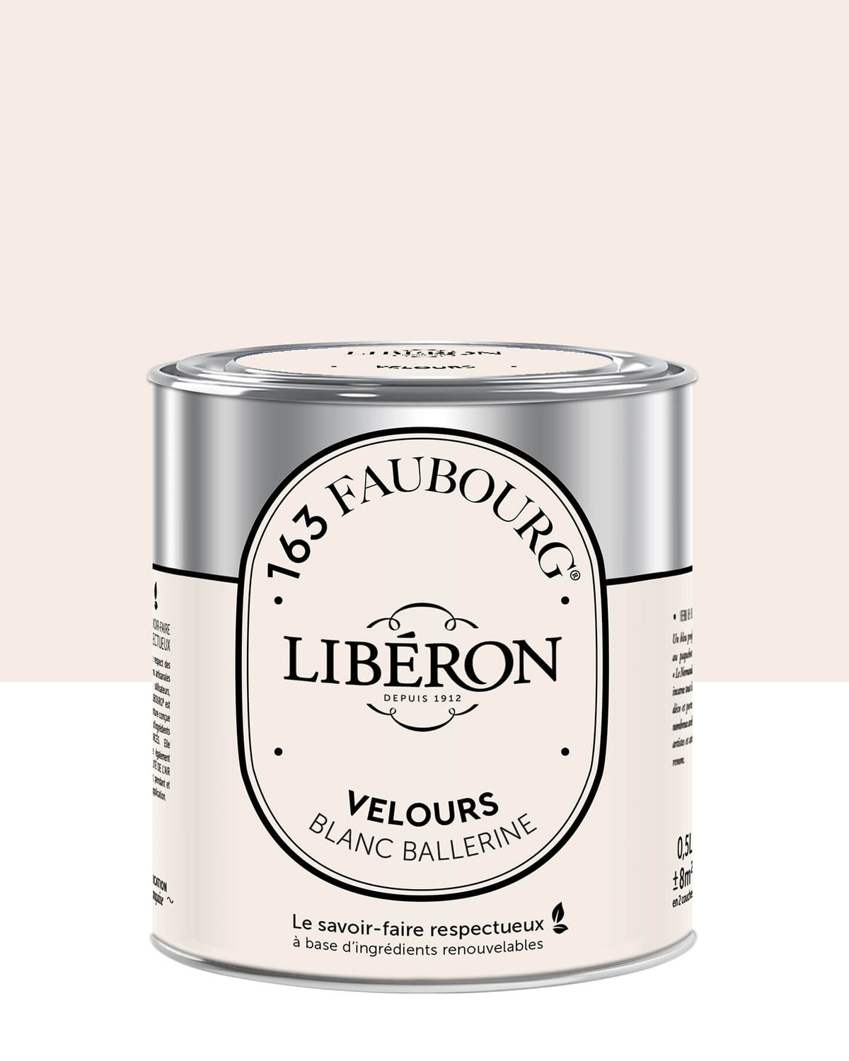 Pot de peinture murs Libéron 163 Faubourg, teinte Blanc Ballerine, finition velours.
