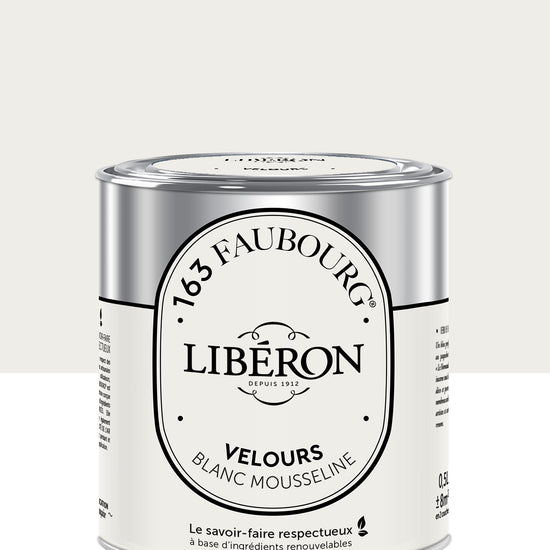 Pot de peinture murs Libéron 163 Faubourg, teinte Blanc Mousseline, finition velours.