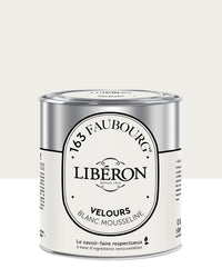 Pot de peinture murs Libéron 163 Faubourg, teinte Blanc Mousseline, finition velours.