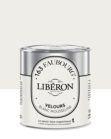 Pot de peinture murs Libéron 163 Faubourg, teinte Blanc Mousseline, finition velours.