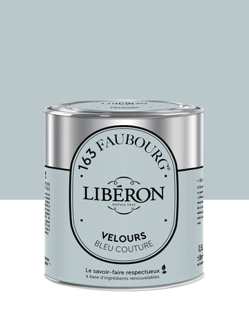 Pot de peinture murs Libéron 163 Faubourg, teinte Bleu Couture, finition velours.