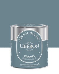 Pot de peinture murs Libéron 163 Faubourg, teinte Bleu Zingueur, finition velours.