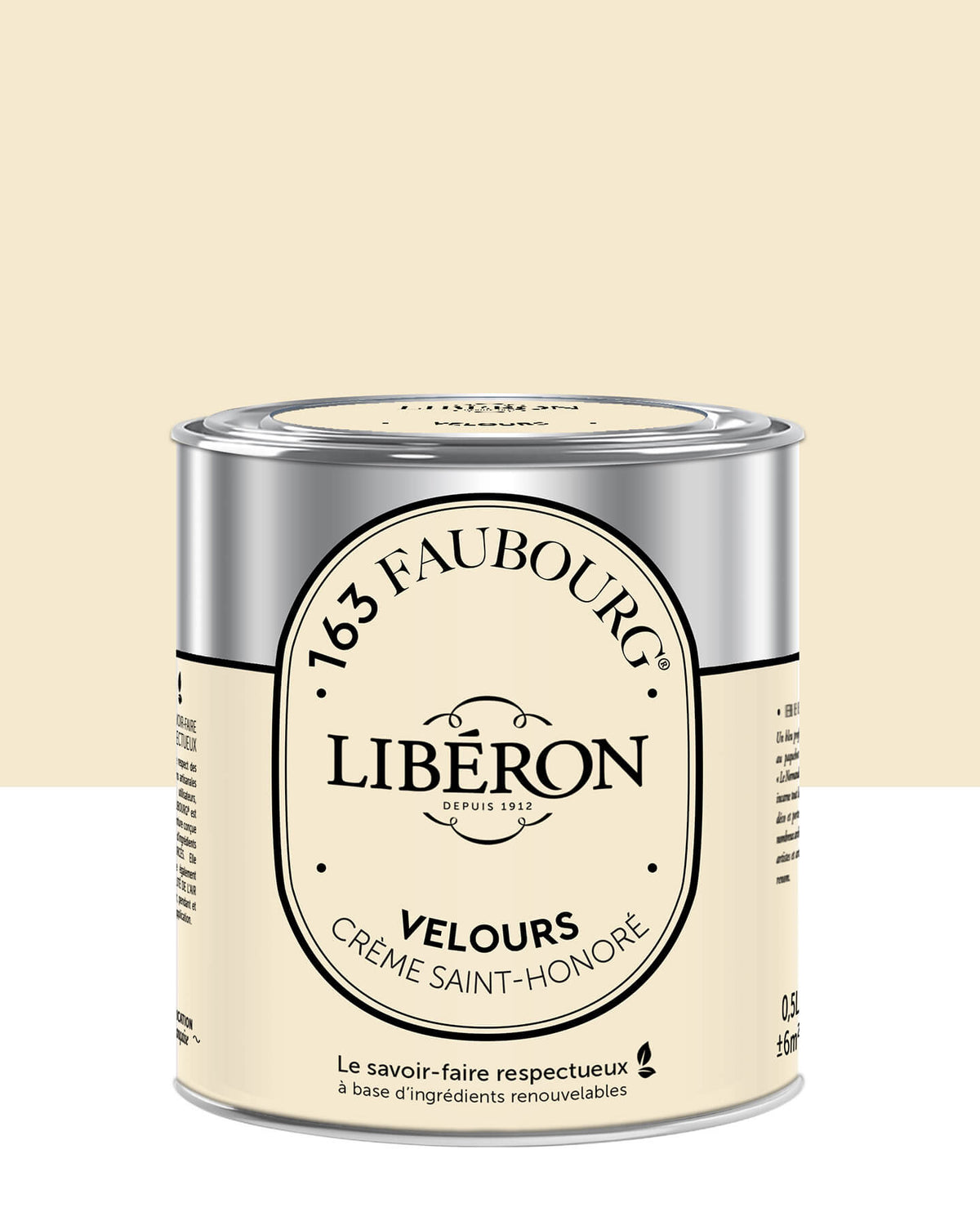 Pot de peinture murs Libéron 163 Faubourg, teinte Crème Saint-Honoré, finition velours.
