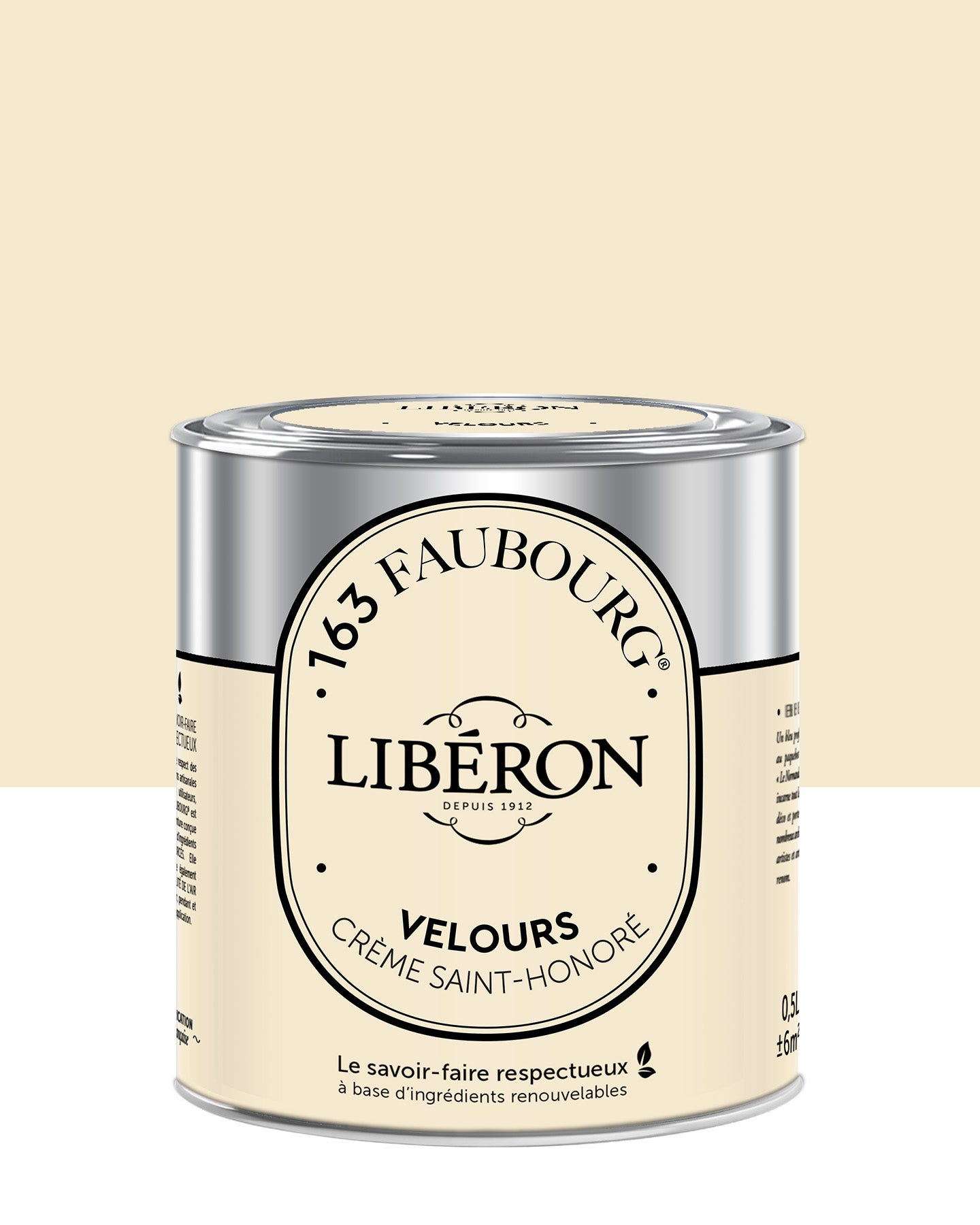 Pot de peinture murs Libéron 163 Faubourg, teinte Crème Saint-Honoré, finition velours.