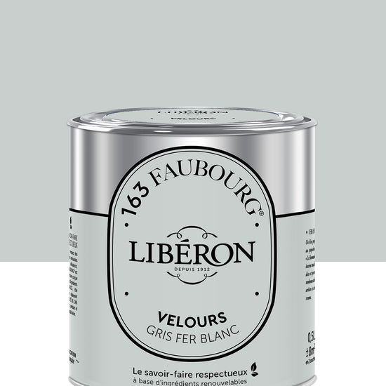 Pot de peinture murs Libéron 163 Faubourg, teinte Gris Fer Blanc, finition velours.
