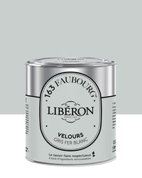 Pot de peinture murs Libéron 163 Faubourg, teinte Gris Fer Blanc, finition velours.