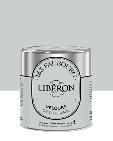 Pot de peinture murs Libéron 163 Faubourg, teinte Gris Fer Blanc, finition velours.