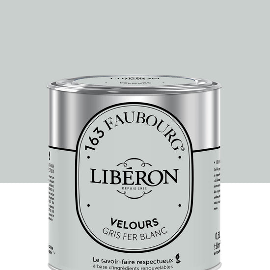 Pot de peinture murs Libéron 163 Faubourg, teinte Gris Fer Blanc, finition velours.