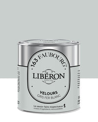 Pot de peinture murs Libéron 163 Faubourg, teinte Gris Fer Blanc, finition velours.