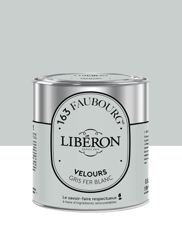 Pot de peinture murs Libéron 163 Faubourg, teinte Gris Fer Blanc, finition velours.