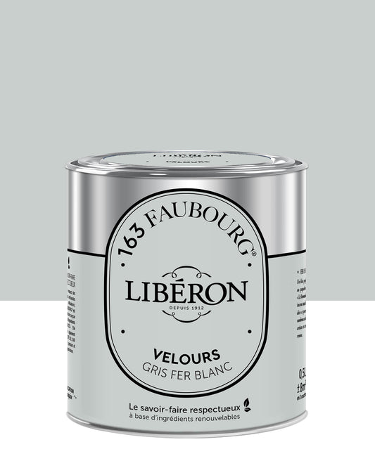 Pot de peinture murs Libéron 163 Faubourg, teinte Gris Fer Blanc, finition velours.