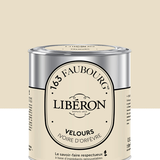 Pot de peinture murs Libéron 163 Faubourg, teinte Ivoire d'Orfèvre, finition velours.