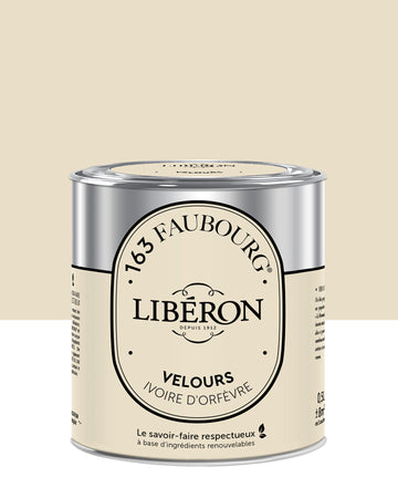 Pot de peinture murs Libéron 163 Faubourg, teinte Ivoire d'Orfèvre, finition velours.