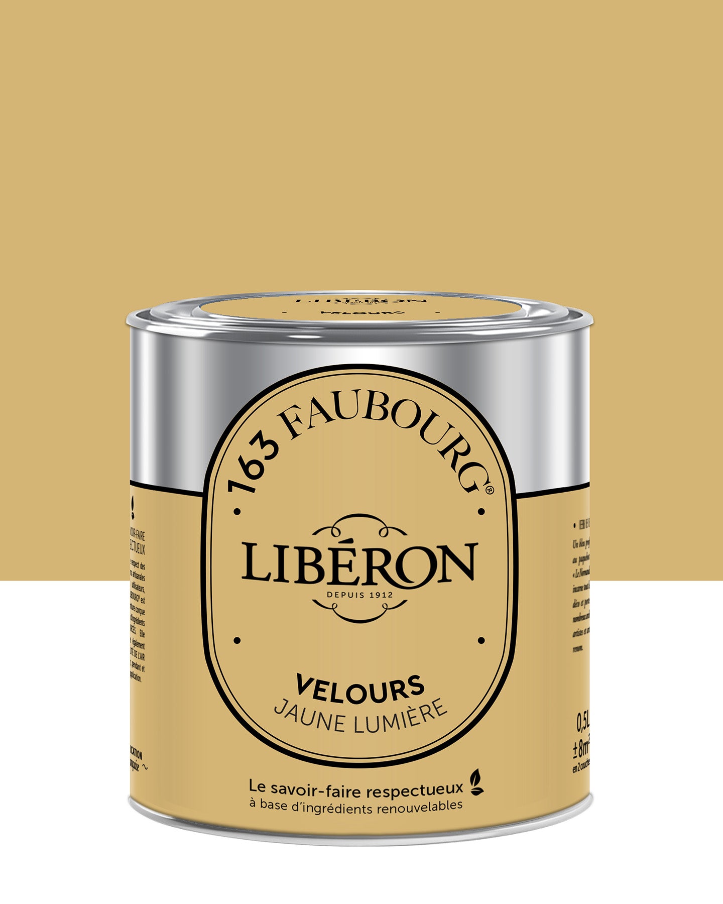 Pot de peinture murs Libéron 163 Faubourg, teinte Jaune Lumière, finition velours.