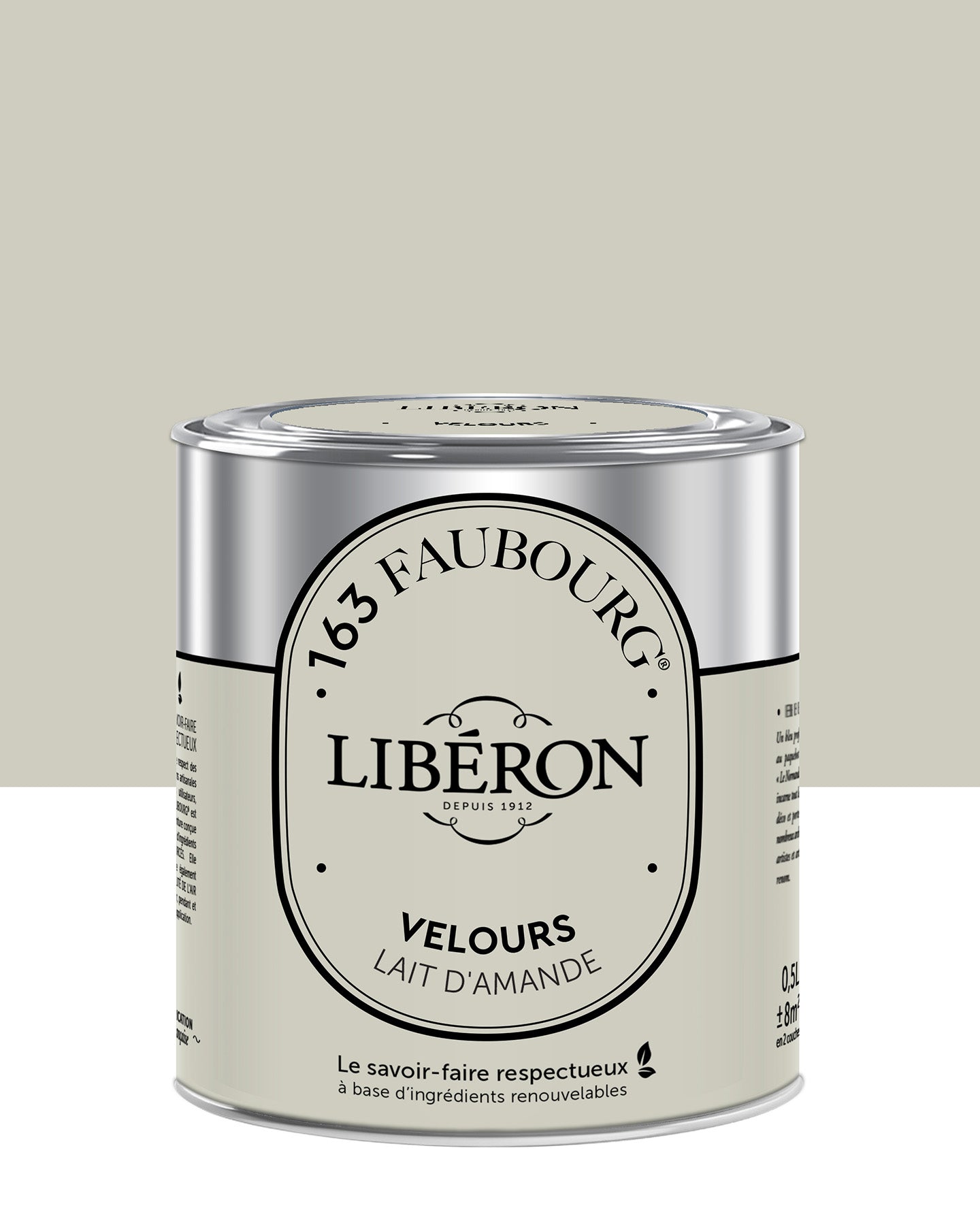 Pot de peinture murs Libéron 163 Faubourg, teinte Lait d'Amande, finition velours.