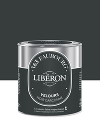 Pot de peinture murs Libéron 163 Faubourg, teinte Noir Garçonne, finition velours.