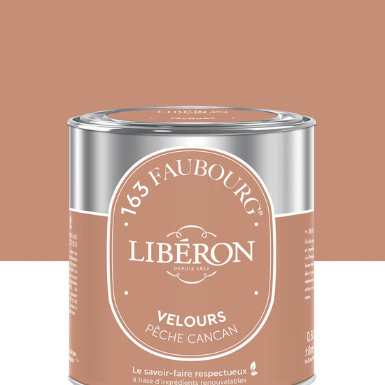 Pot de peinture murs Libéron 163 Faubourg, teinte Pêche Cancan, finition velours.