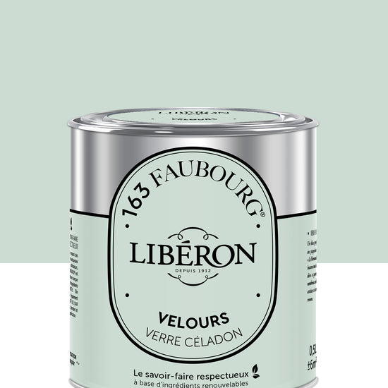 Pot de peinture murs Libéron 163 Faubourg, teinte Verre Céladon, finition velours.