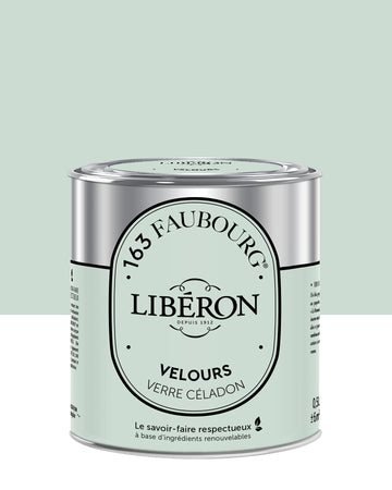 Pot de peinture murs Libéron 163 Faubourg, teinte Verre Céladon, finition velours.