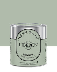 Pot de peinture murs Libéron 163 Faubourg, teinte Vert des Halles, finition velours.