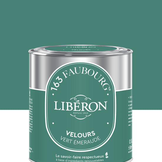 Pot de peinture murs Libéron 163 Faubourg, teinte Vert Émeraude, finition velours.