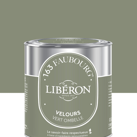 Pot de peinture murs Libéron 163 Faubourg, teinte Vert Ombelle, finition velours.