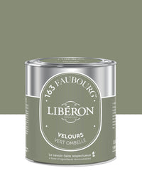 Pot de peinture murs Libéron 163 Faubourg, teinte Vert Ombelle, finition velours.