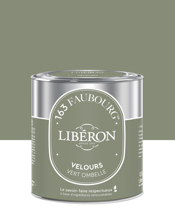 Pot de peinture murs Libéron 163 Faubourg, teinte Vert Ombelle, finition velours.
