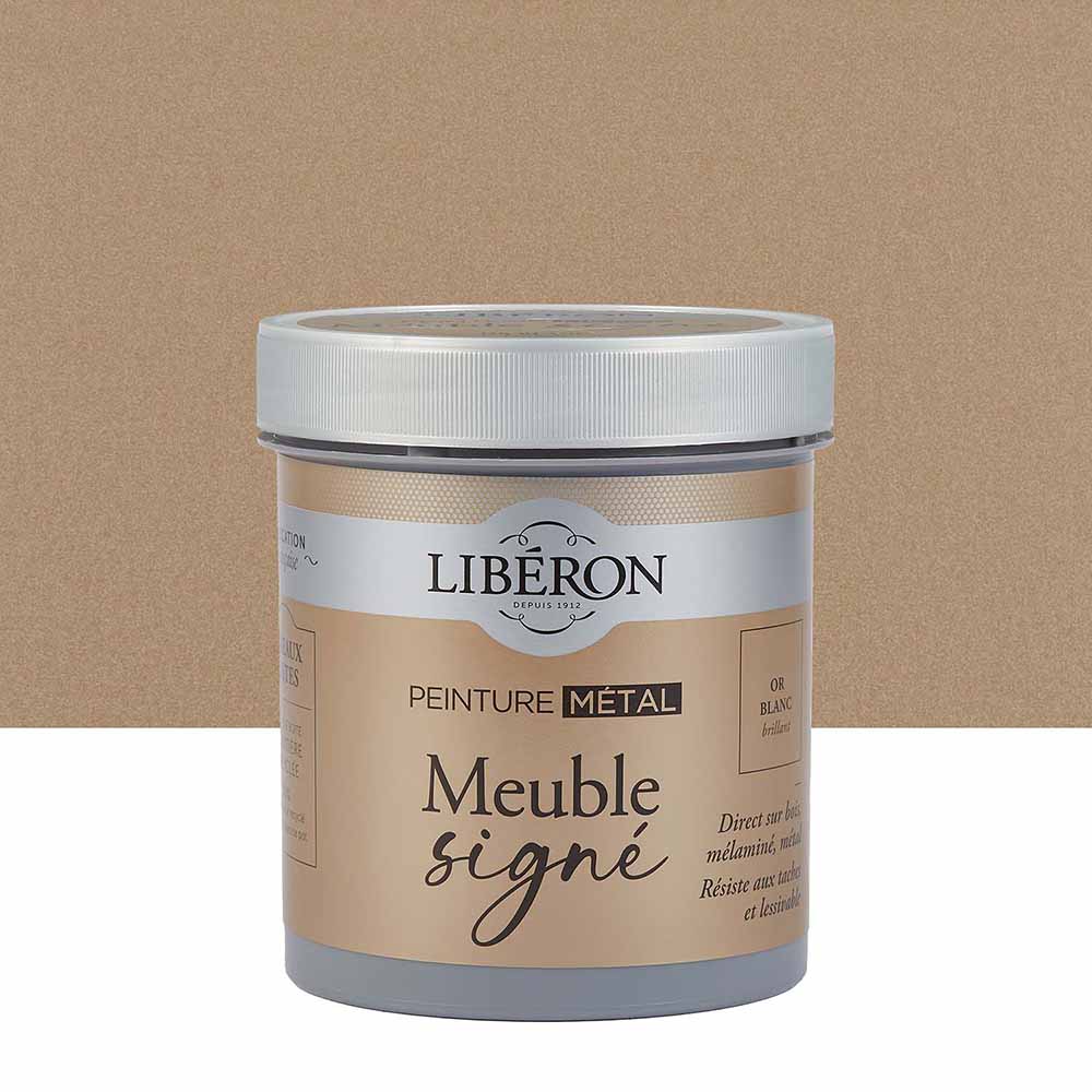 Photo de pack Libéron Meuble Signé Peinture Métal Or Blanc Brillant