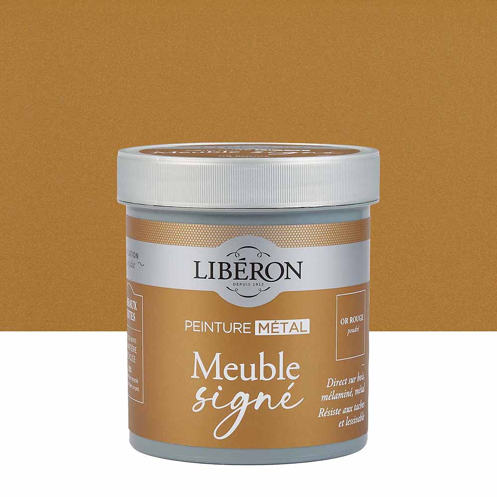 Photo de pack Libéron Meuble Signé Peinture Métal Or Rouge Poudré