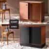 Deux visuels d'une commode avant avoir été peinte et après avoir été peinte avec la Peinture Velours Meuble Signé Libéron en couleur Noir de Lave